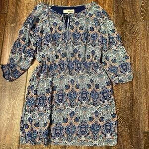 Derek Heart Blue and Orange Paisley Dress
